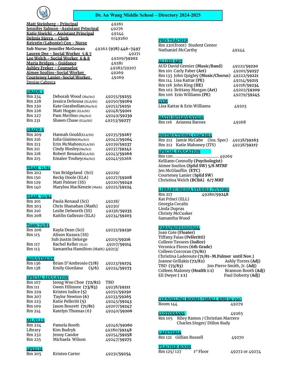 Staff Directory